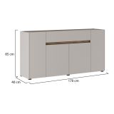 Credenza Beige Marrone Noce un Cassetto 3 Ripiani 170x40x85h cm, Apertura Battente - Cirimido