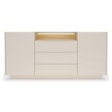 Credenza Beige Marrone Rovere 3 Cassetti 2 Ripiani 176x40x83h cm, Apertura Battente, Scorrevole - Haleli