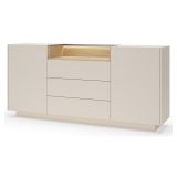 Credenza Beige Marrone Rovere 3 Cassetti 2 Ripiani 176x40x83h cm, Apertura Battente, Scorrevole - Haleli