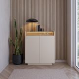 Credenza Beige Marrone Rovere 4 Ripiani Apertura Battente 103x40x119h cm, 2 Ante - Halane