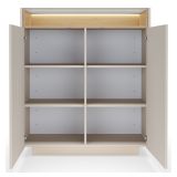 Credenza Beige Marrone Rovere 4 Ripiani Apertura Battente 103x40x119h cm, 2 Ante - Halane