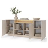 Credenza Beige Marrone Rovere 4 Ripiani Apertura Battente 103x40x83h cm, 4 Ante - Halefa