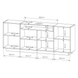 Credenza Beige Marrone Rovere 4 Ripiani Apertura Battente 203x40x83h cm, 4 Ante - Halefa