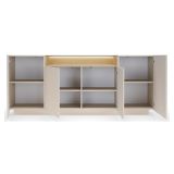 Credenza Beige Marrone Rovere 4 Ripiani Apertura Battente 203x40x83h cm, 4 Ante - Halefa