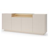 Credenza Beige Marrone Rovere 4 Ripiani Apertura Battente 203x40x83h cm, 4 Ante - Halefa