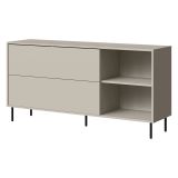 Credenza Beige Nero 2 Ripiani Apertura a Ribalta 150x39x75h cm, 2 Ante - Cogoleto