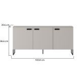 Credenza Beige Nero 3 Cassetti 2 Ripiani 184x40x86h cm, Apertura Battente - Reano