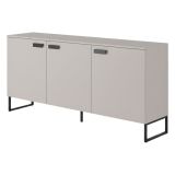 Credenza Beige Nero 3 Cassetti 2 Ripiani 184x40x86h cm, Apertura Battente - Reano