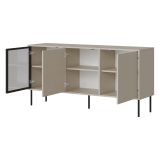 Credenza Beige Nero 3 Ripiani Apertura Battente 150x40x75h cm, 3 Ante - Conzano