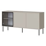 Credenza Beige Nero 3 Ripiani Apertura Battente 150x40x75h cm, 3 Ante - Conzano