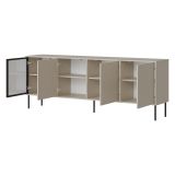 Credenza Beige Nero 4 Ripiani Apertura Battente 200x40x75h cm, 4 Ante - Pizzo