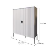 Credenza Beige Nero Cassetti 4 Ripiani 104x40x129h cm, Apertura Battente - Wallis