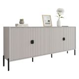Credenza Beige Nero Cassetti 4 Ripiani 203x49x83h cm, Apertura Battente - Arpina