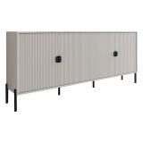 Credenza Beige Nero Cassetti 4 Ripiani 203x49x83h cm, Apertura Battente - Arpina