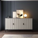 Credenza Beige Nero Cassetti Ripiani 203x49x83h cm, Apertura Battente - Parenti