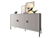 Credenza Beige Nero Cassetti Ripiani 203x49x83h cm, Apertura Battente - Parenti