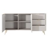 Credenza Beige oro 3 Cassetti 2 Ripiani 163x38x81h cm, Apertura Battente, Scorrevole - Halilala