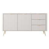 Credenza Beige oro 3 Cassetti 2 Ripiani 163x38x81h cm, Apertura Battente, Scorrevole - Halilala