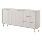 Credenza Beige oro 3 Cassetti 2 Ripiani 163x38x81h cm, Apertura Battente, Scorrevole - Halilala