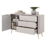 Credenza Beige oro 3 Cassetti un Ripiano 138x38x81h cm, Apertura Battente, Scorrevole - Halilomo