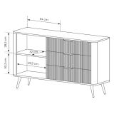 Credenza Beige oro 3 Cassetti un Ripiano 138x38x81h cm, Apertura Battente, Scorrevole - Halilomo