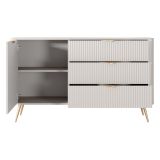 Credenza Beige oro 3 Cassetti un Ripiano 138x38x81h cm, Apertura Battente, Scorrevole - Halilomo