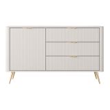 Credenza Beige oro 3 Cassetti un Ripiano 138x38x81h cm, Apertura Battente, Scorrevole - Halilomo