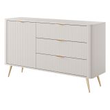 Credenza Beige oro 3 Cassetti un Ripiano 138x38x81h cm, Apertura Battente, Scorrevole - Halilomo