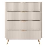 Credenza Beige oro 4 Cassetti un Ripiano 88x38x101h cm, Apertura Scorrevole - Haliso