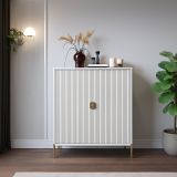 Credenza Beige oro Cassetti 4 Ripiani 104x40x129h cm, Apertura Battente - Wallis