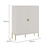 Credenza Beige oro Cassetti 4 Ripiani 104x40x129h cm, Apertura Battente - Wallis
