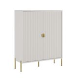 Credenza Beige oro Cassetti 4 Ripiani 104x40x129h cm, Apertura Battente - Wallis