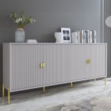Credenza Beige oro Cassetti 4 Ripiani 203x49x83h cm, Apertura Battente - Arpina