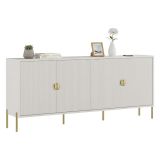 Credenza Beige oro Cassetti 4 Ripiani 203x49x83h cm, Apertura Battente - Arpina