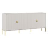 Credenza Beige oro Cassetti 4 Ripiani 203x49x83h cm, Apertura Battente - Arpina