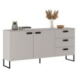 Credenza Beige Rovere Nero 3 Cassetti 2 Ripiani 184x40x86h cm, Apertura Battente - Muzzano