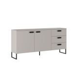 Credenza Beige Rovere Nero 3 Cassetti 2 Ripiani 184x40x86h cm, Apertura Battente - Muzzano