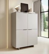 Credenza Beja, Madia da salotto con quattro ante battenti, Rialzato da terra, 100x42 h145 cm, Beige