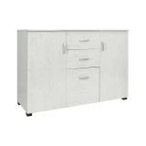 Credenza Benidorm, Buffet da soggiorno, Madia da salotto, Credenza moderna a 3 ante e 2 cassetti, 120x40h83 cm, Grigio