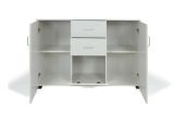 Credenza Benidorm, Buffet da soggiorno, Madia da salotto, Credenza moderna a 3 ante e 2 cassetti, 120x40h83 cm, Grigio