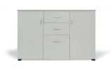 Credenza Benidorm, Buffet da soggiorno, Madia da salotto, Credenza moderna a 3 ante e 2 cassetti, 120x40h83 cm, Grigio