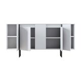 Credenza Betel, Buffet da soggiorno, Madia da salotto, Dispensa moderna da cucina, 160x35h80 cm, Bianco e Nero