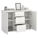 Credenza bianca 119x40x83h cm 2 ante e 3 cassetti - Zumpano