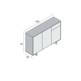 Credenza bianca 134x35x87h cm 3 ante e 1 cassetto - Arius