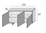 Credenza bianca 134x35x87h cm 3 ante e 1 cassetto - Arius