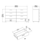 Credenza bianca 140x40x81h cm 8 cassetti - Phethai