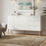 Credenza bianca 147x39x81h cm 2 ante e 3 cassetti - Erina