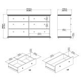 Credenza bianca 163x51x88h cm 6 cassetti - Hibaru