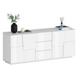 Credenza bianca 220x44x86h cm 4 ante e 3 cassetti - Astel