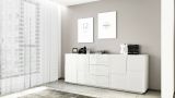 Credenza bianca 220x44x86h cm 4 ante e 3 cassetti - Astel